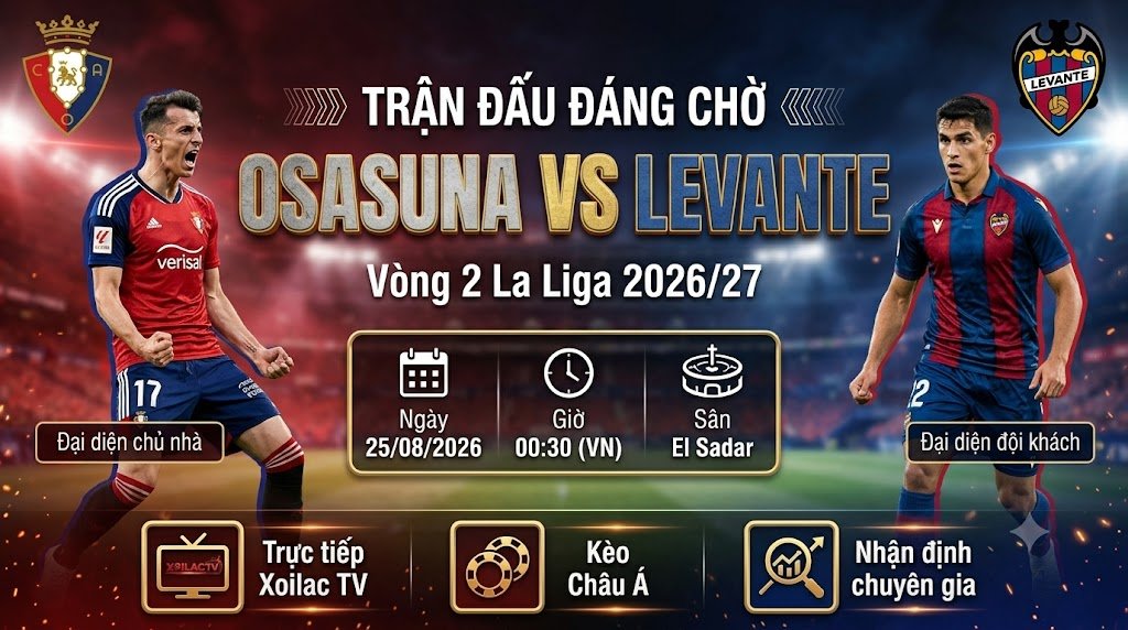 Nhận định trực tiếp bóng đá Osasuna vs Levante vòng 2 La Liga cùng chuyên gia Xoilac TV.