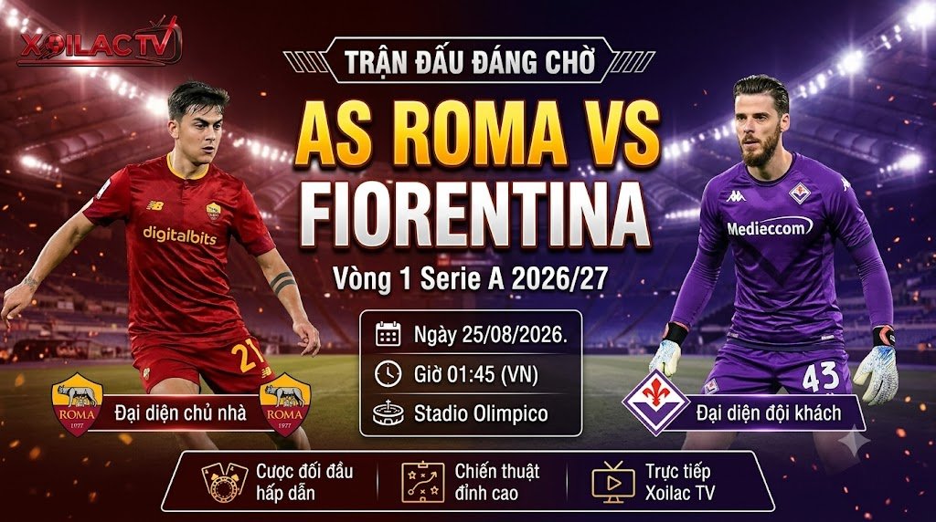 Nhận định trực tiếp bóng đá AS Roma vs Fiorentina vòng 1 Serie A cùng chuyên gia Xoilac TV.