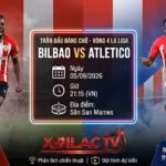 Ảnh bìa nhận định, soi kèo trận đấu Athletic Bilbao vs Atletico Madrid lúc 21h15 ngày 05/09 vòng 4 La Liga, trực tiếp bóng đá trên Xoilac TV.