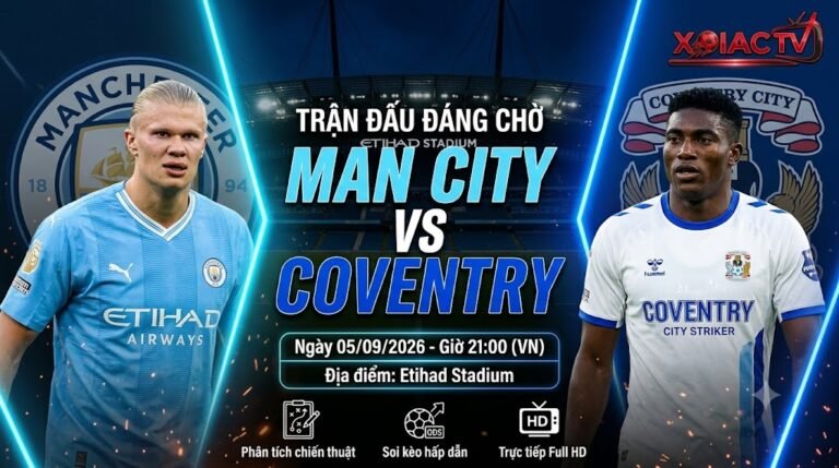 Nhận định, soi kèo trận đấu Man City vs Coventry lúc 21h00 ngày 5/9 vòng 3 Ngoại hạng Anh cùng chuyên gia Xoilac TV.