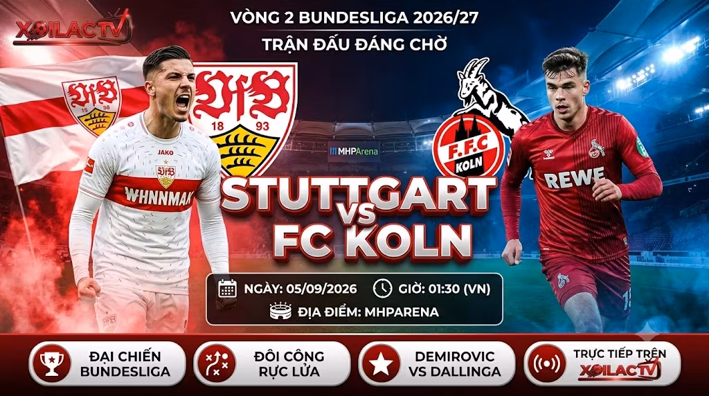 Nhận định Stuttgart vs FC Koln (01h30, 05/09): Cơn thịnh nộ tại MHPArena